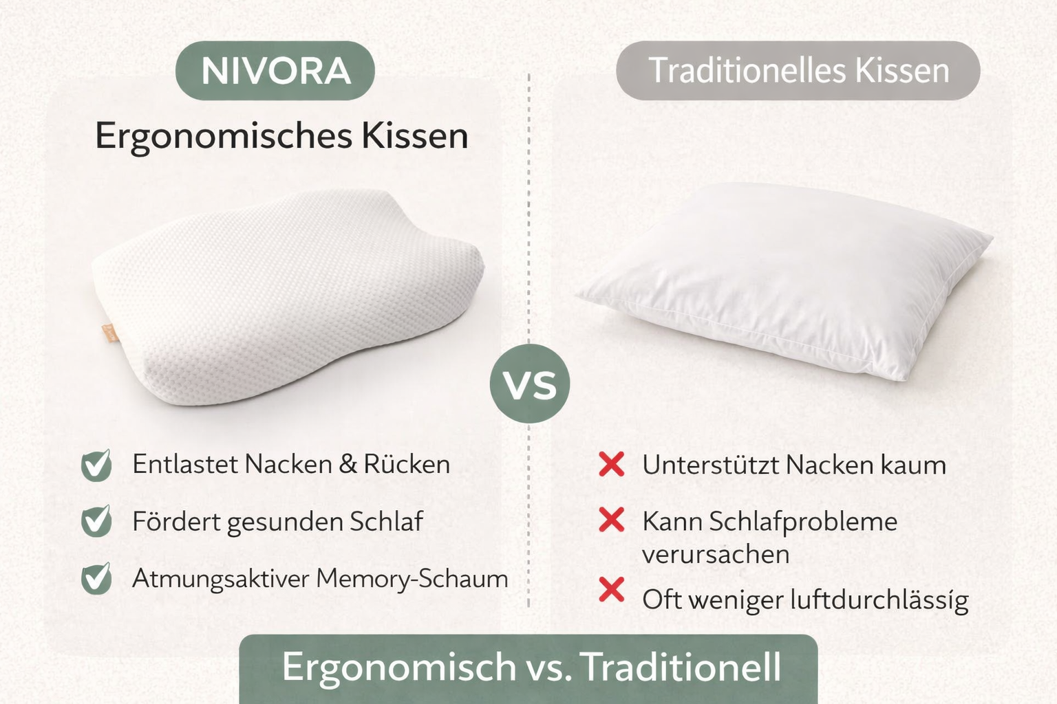 Nivora ErgoSleep – Ergonomisches Premium-Kissen